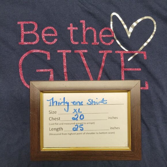 Be The Give Thirty-One Shirt Blue Heart Glitter Womens XL Bags Hostess Rep - Picture 4 of 7